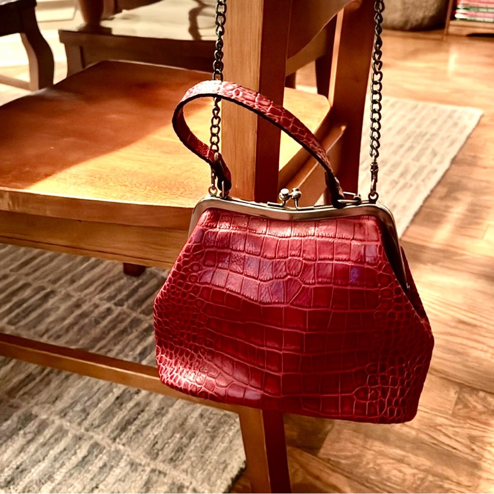 Patricia Nash Red Croc-Embossed Crossbody Bag